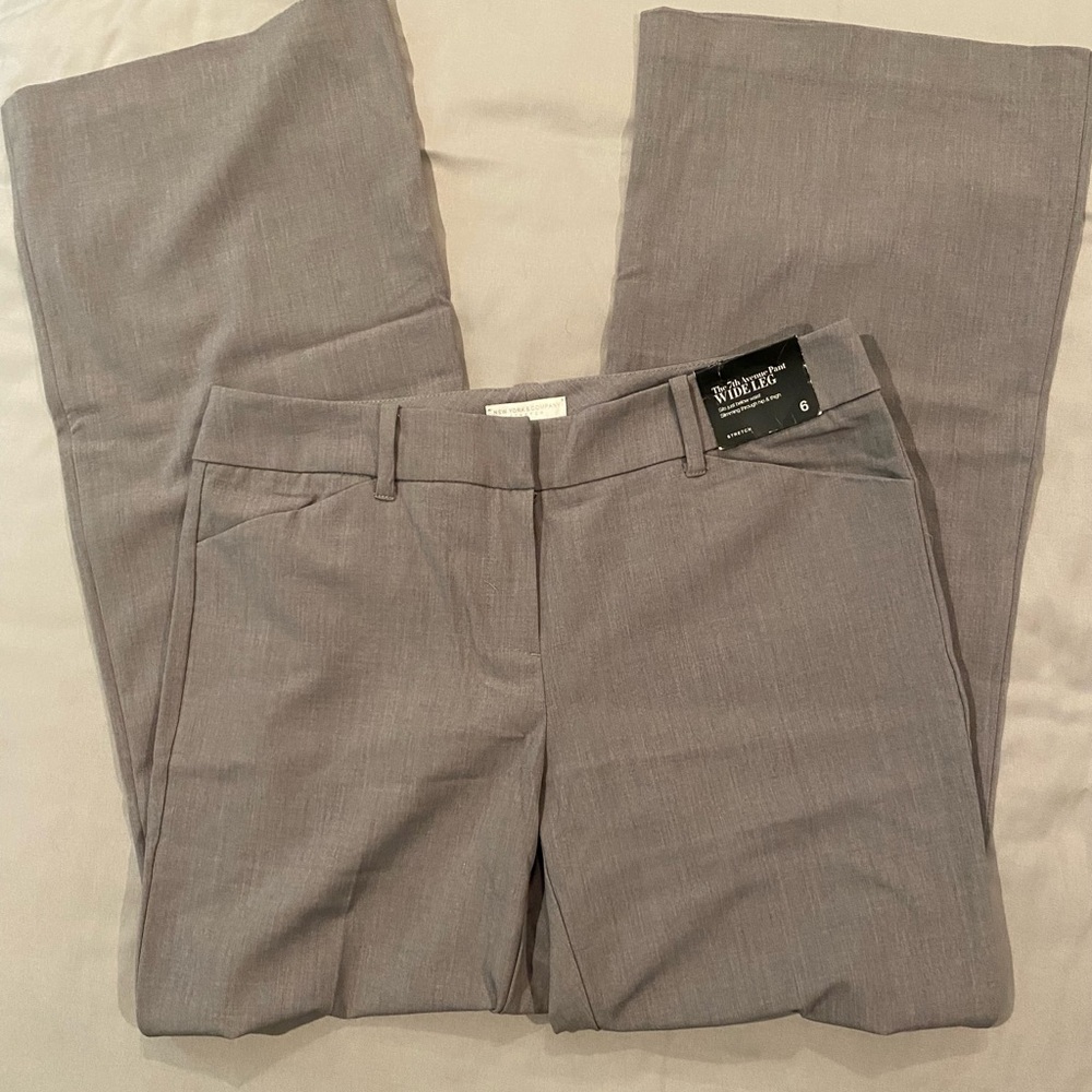 NY&Co 7th Ave Pant, wide leg, grey, 6 Average, NWT